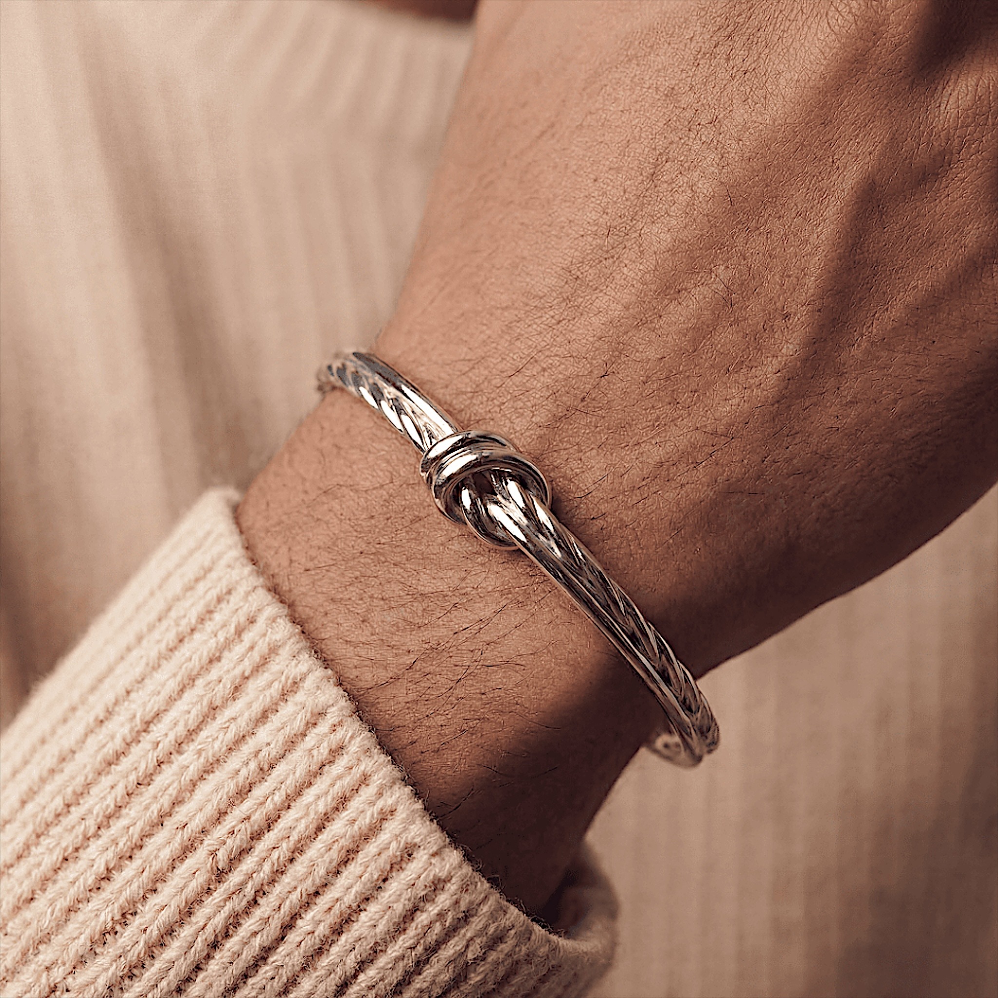 Racabel Gelang Bangle Tether - Stainless Steel Anti Karat Warna Silver Unisex Pria Wanita Simple