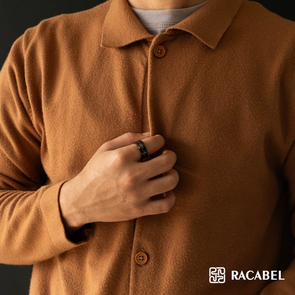 Racabel Trace Ring - Cincin Tungsten Pria Hijau Anti Karat