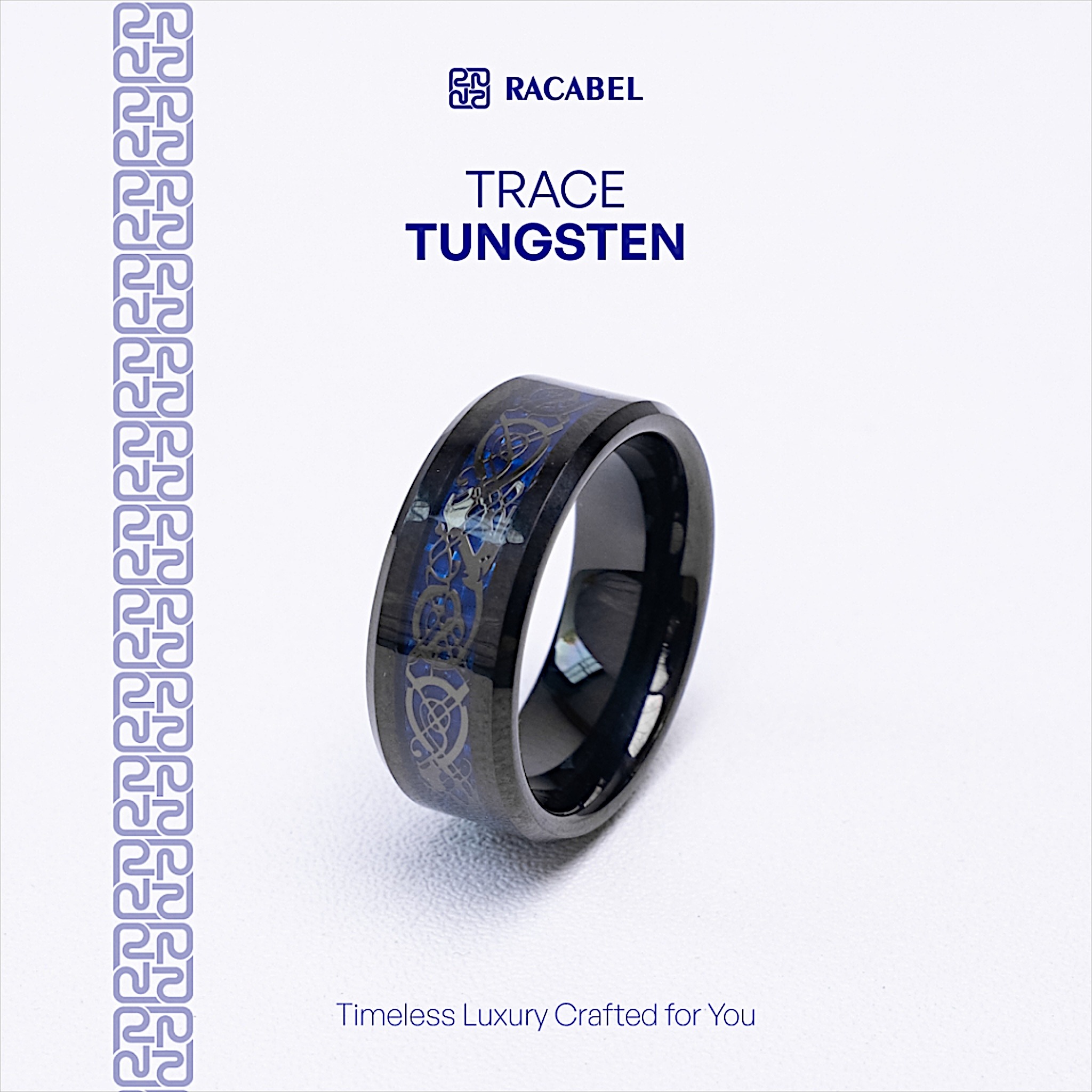 Racabel Trace Ring - Cincin Tungsten Pria Biru Anti Karat