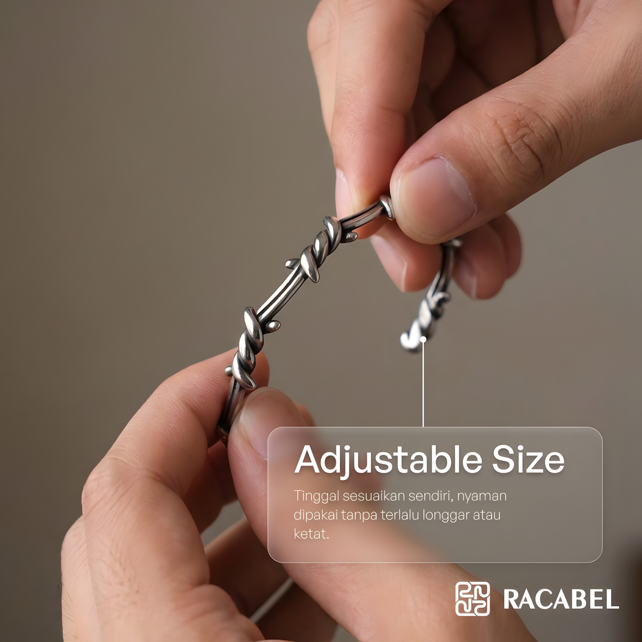 Racabel Vaire Bangle - Gelang Pria Wanita Stainless Steel Anti Karat