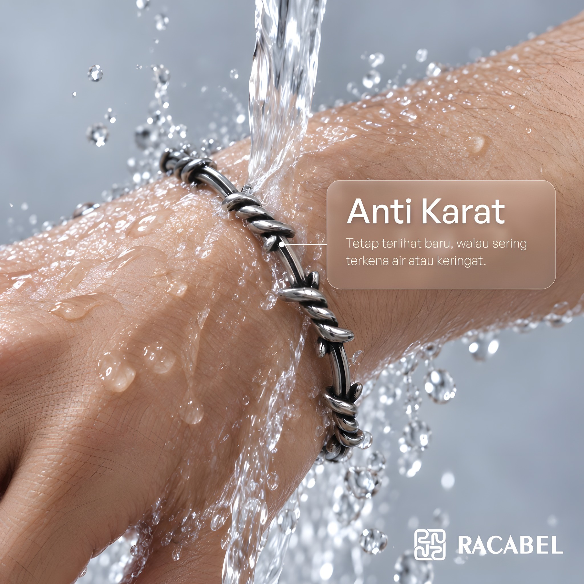Racabel Vaire Bangle - Gelang Pria Wanita Stainless Steel Anti Karat