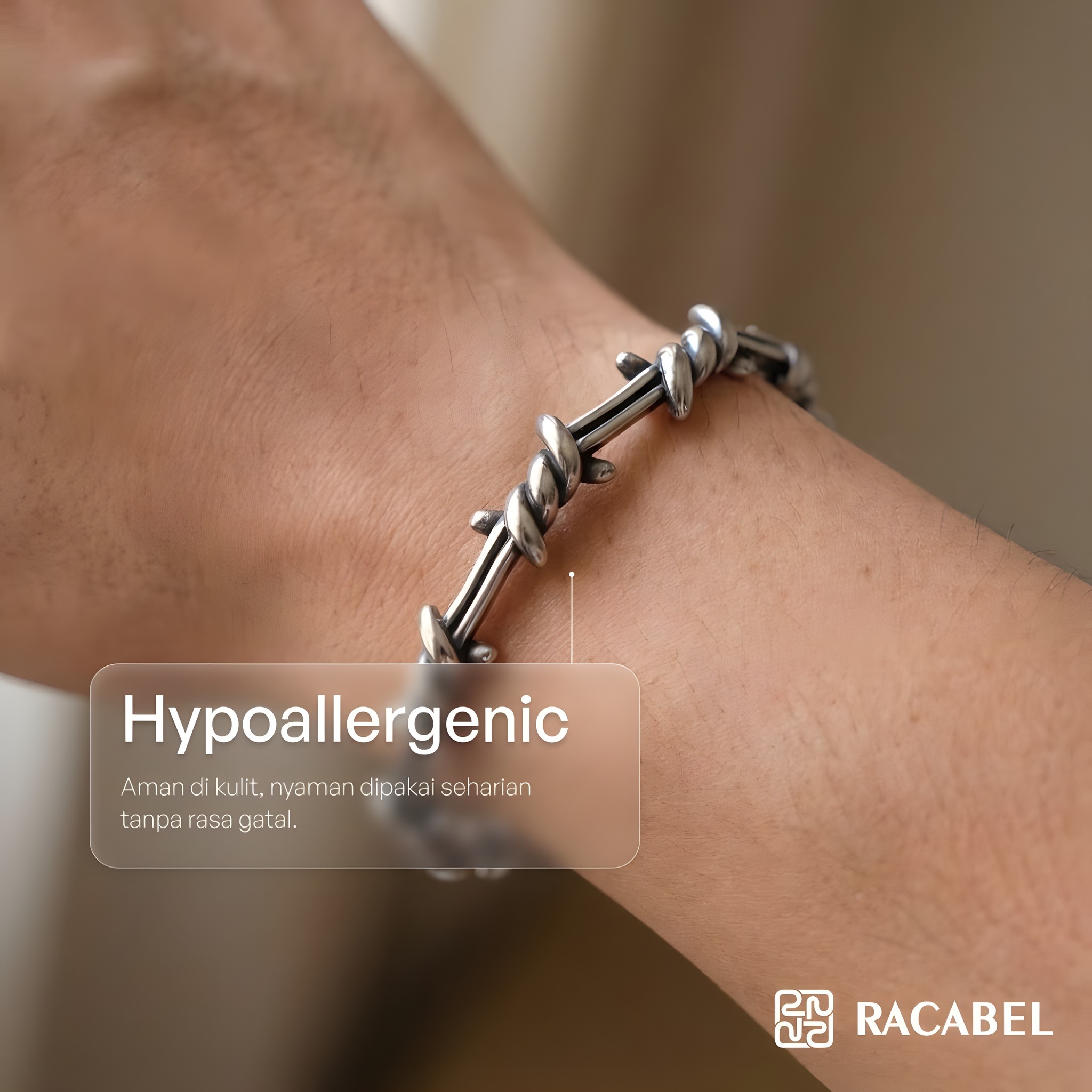 Racabel Vaire Bangle - Gelang Pria Wanita Stainless Steel Anti Karat