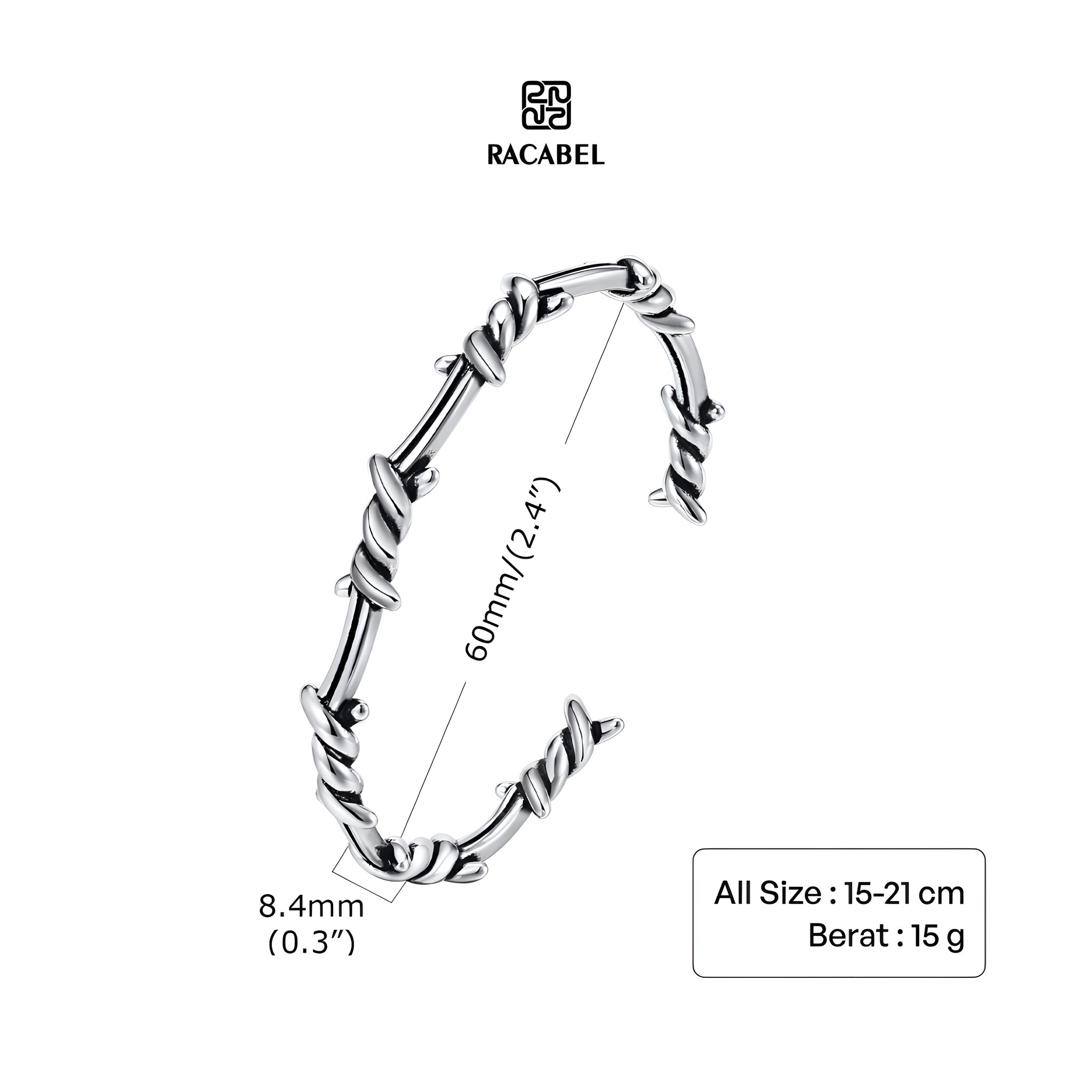 Racabel Vaire Bangle - Gelang Pria Wanita Stainless Steel Anti Karat