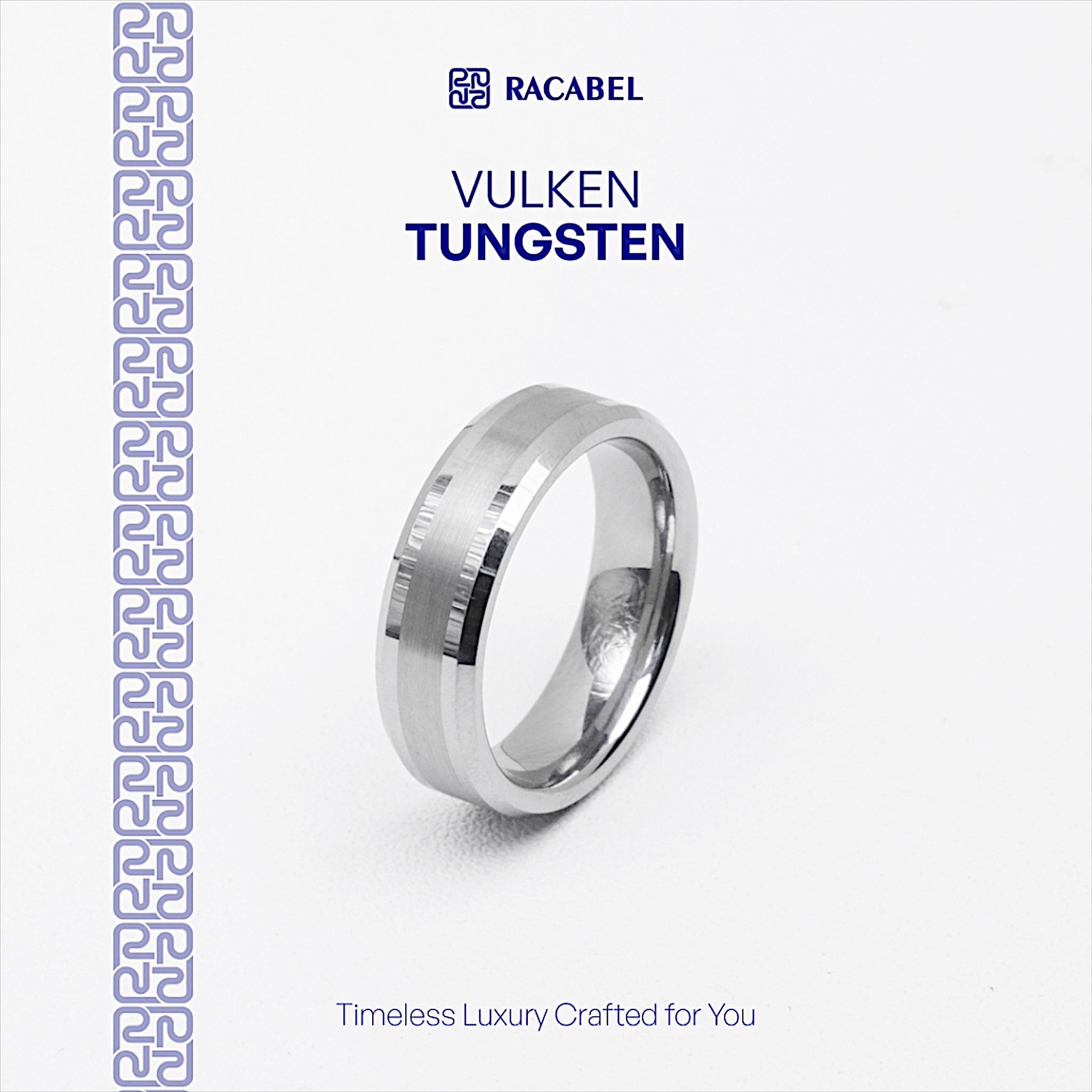 Racabel Vulken Ring - Cincin Tungsten Pria Silver Anti Karat