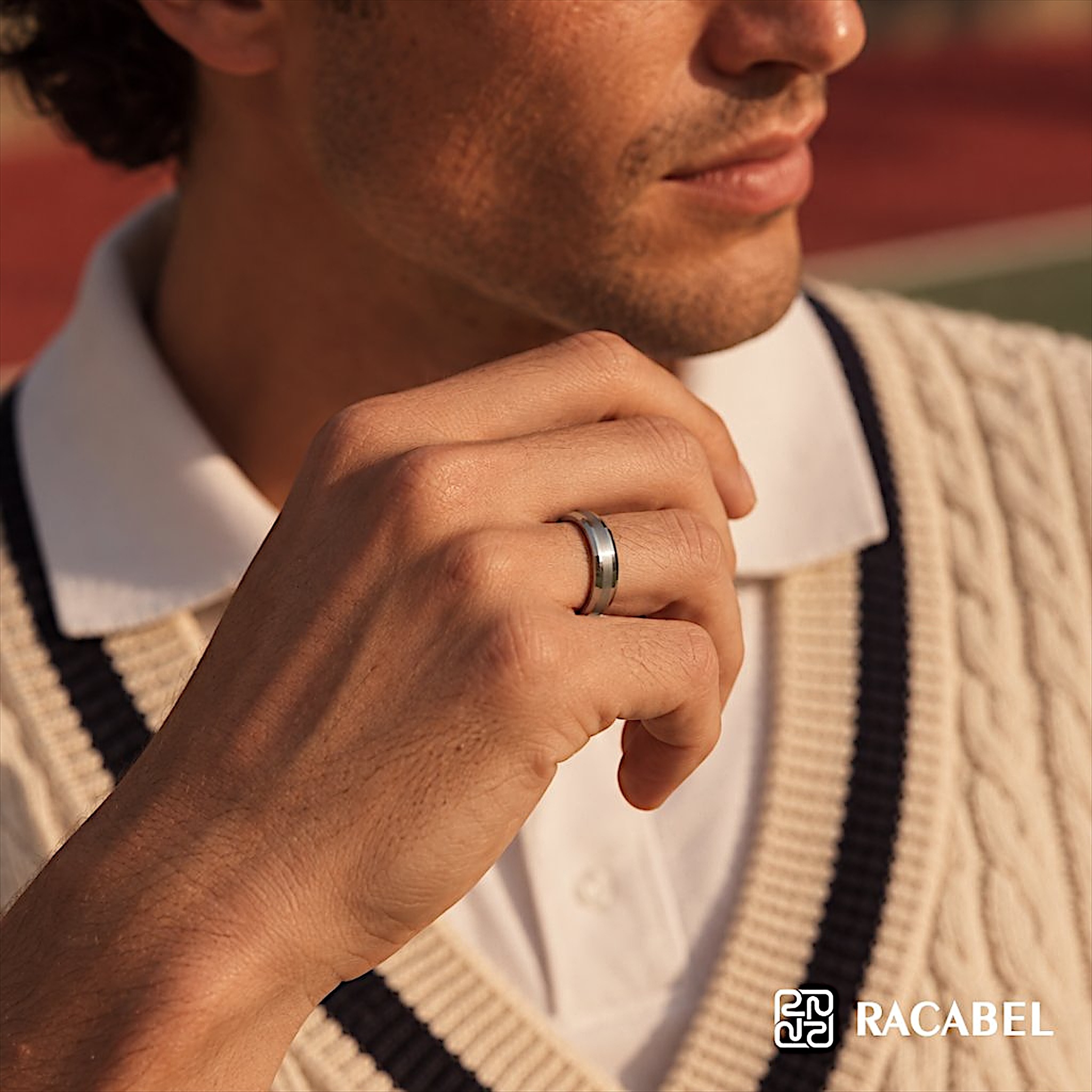 Racabel Vulken Ring - Cincin Tungsten Pria Silver Anti Karat