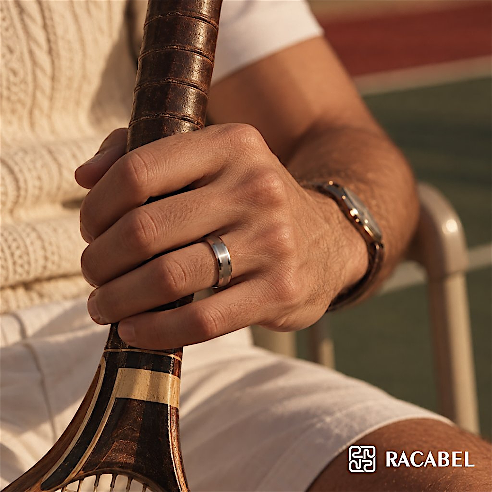 Racabel Vulken Ring - Cincin Tungsten Pria Silver Anti Karat