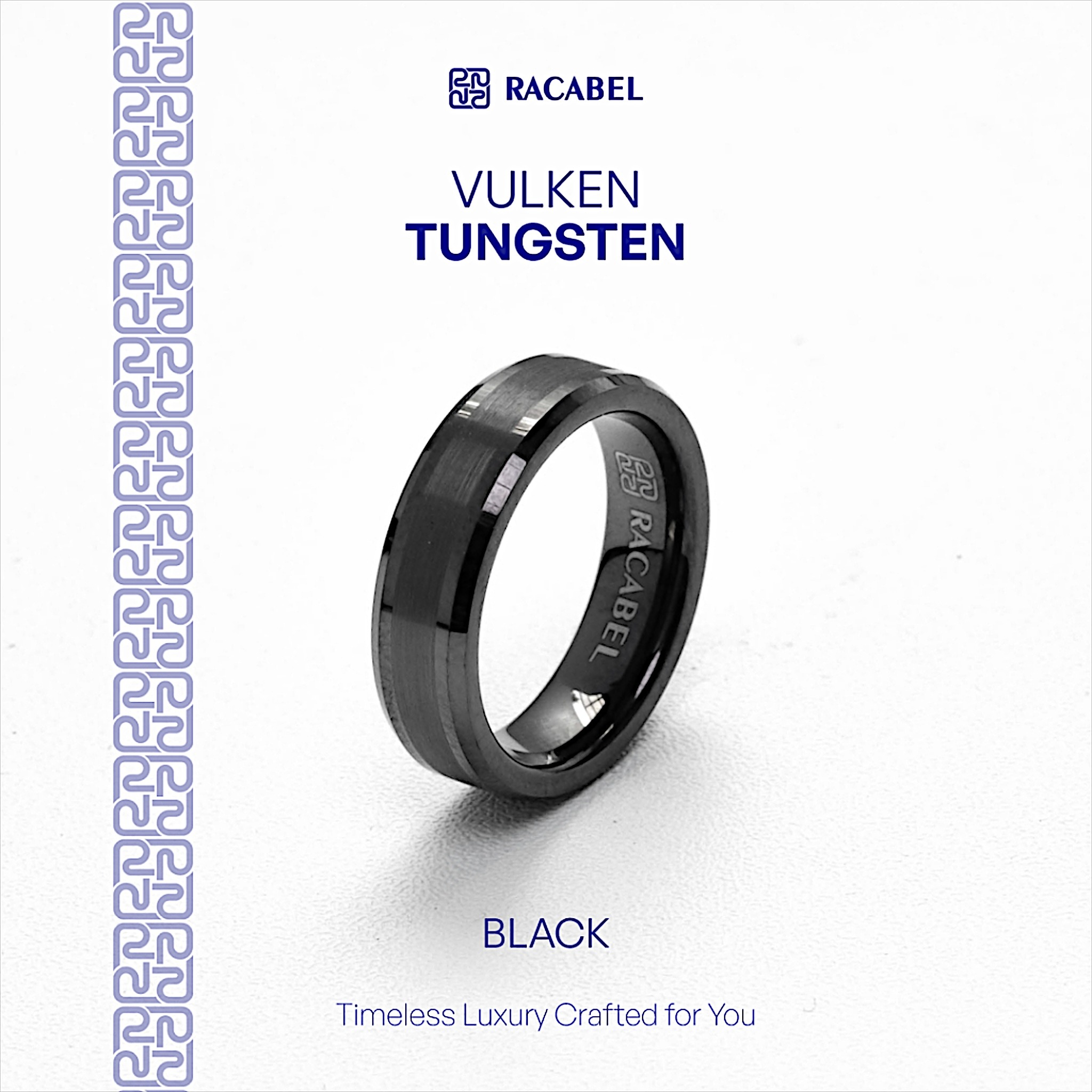 Racabel Vulken Black Ring - Cincin Tungsten Pria Hitam Anti Karat