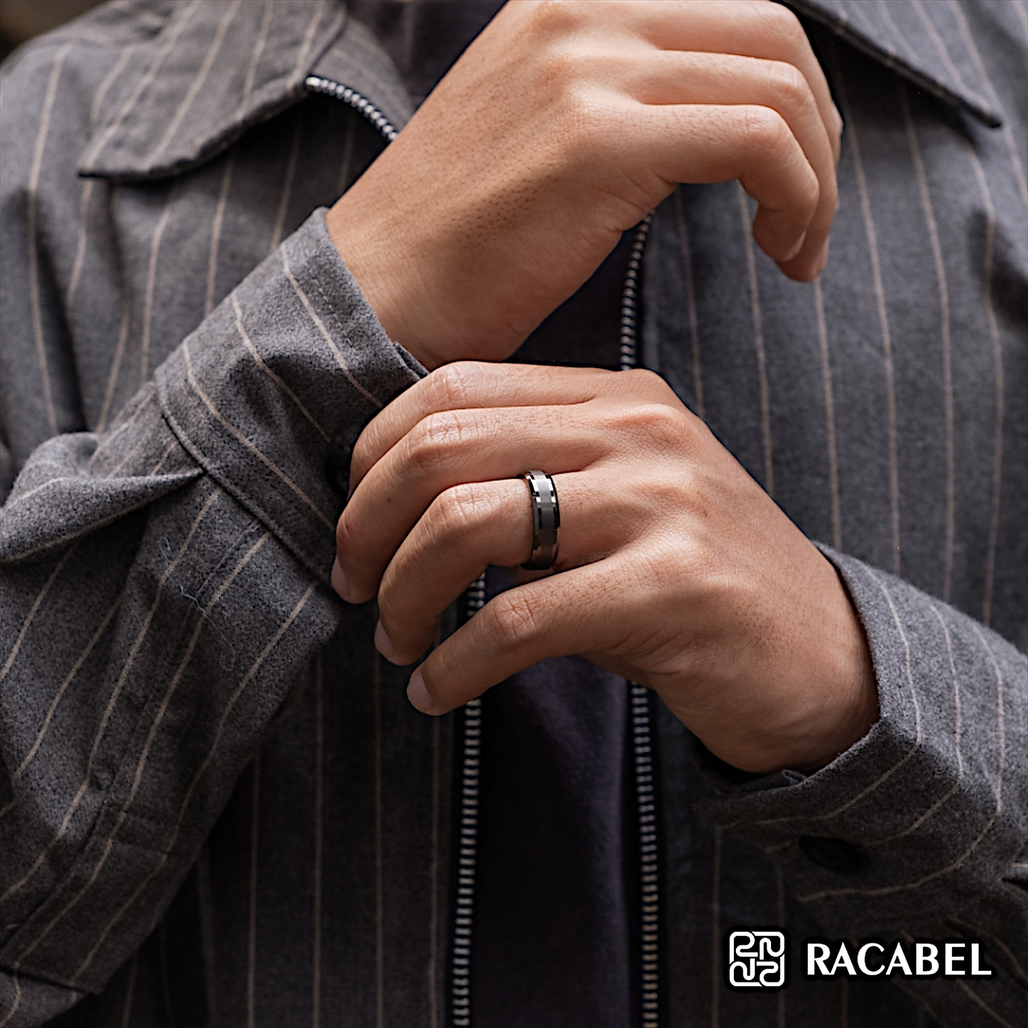 Racabel Vulken Black Ring - Cincin Tungsten Pria Hitam Anti Karat