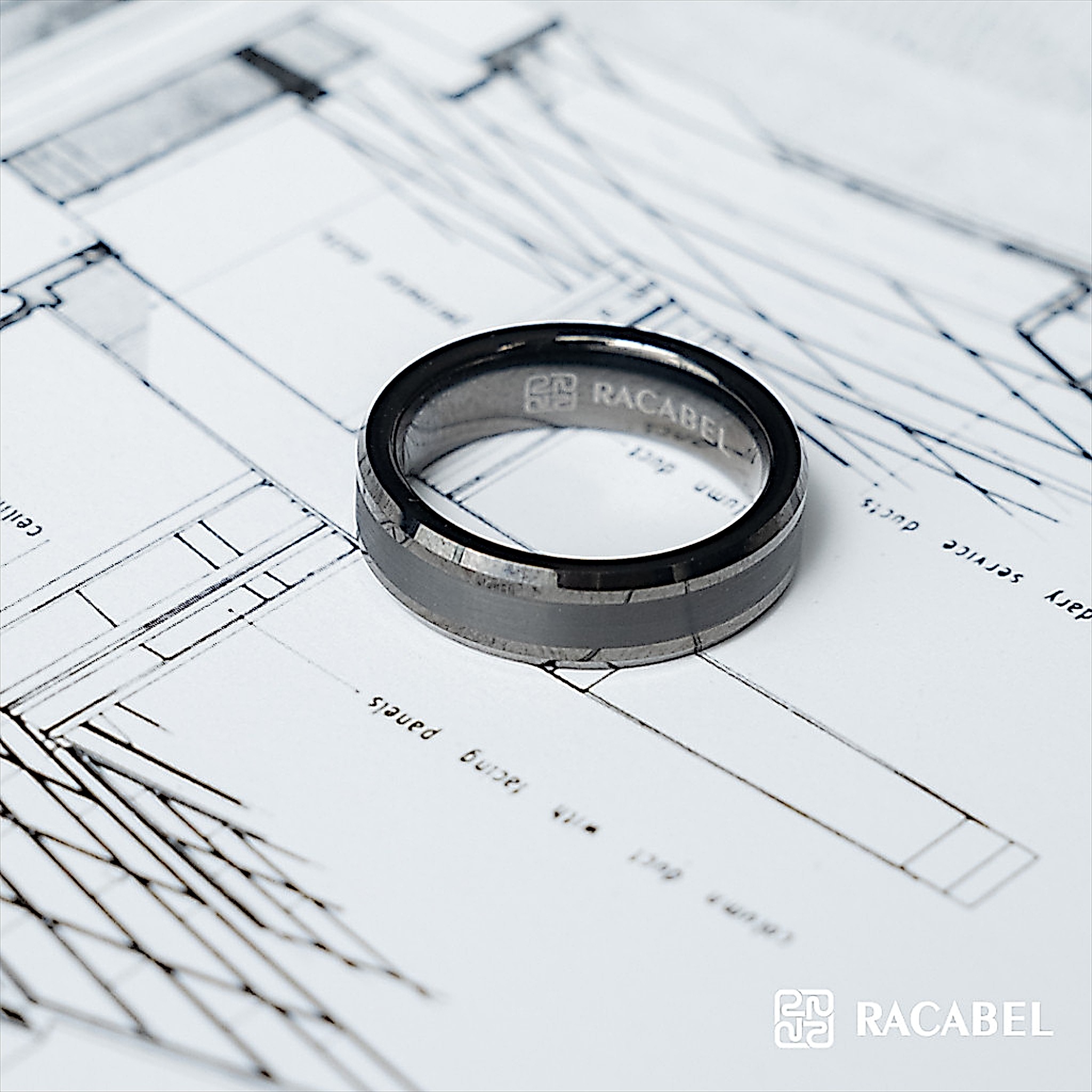 Racabel Vulken Black Ring - Cincin Tungsten Pria Hitam Anti Karat