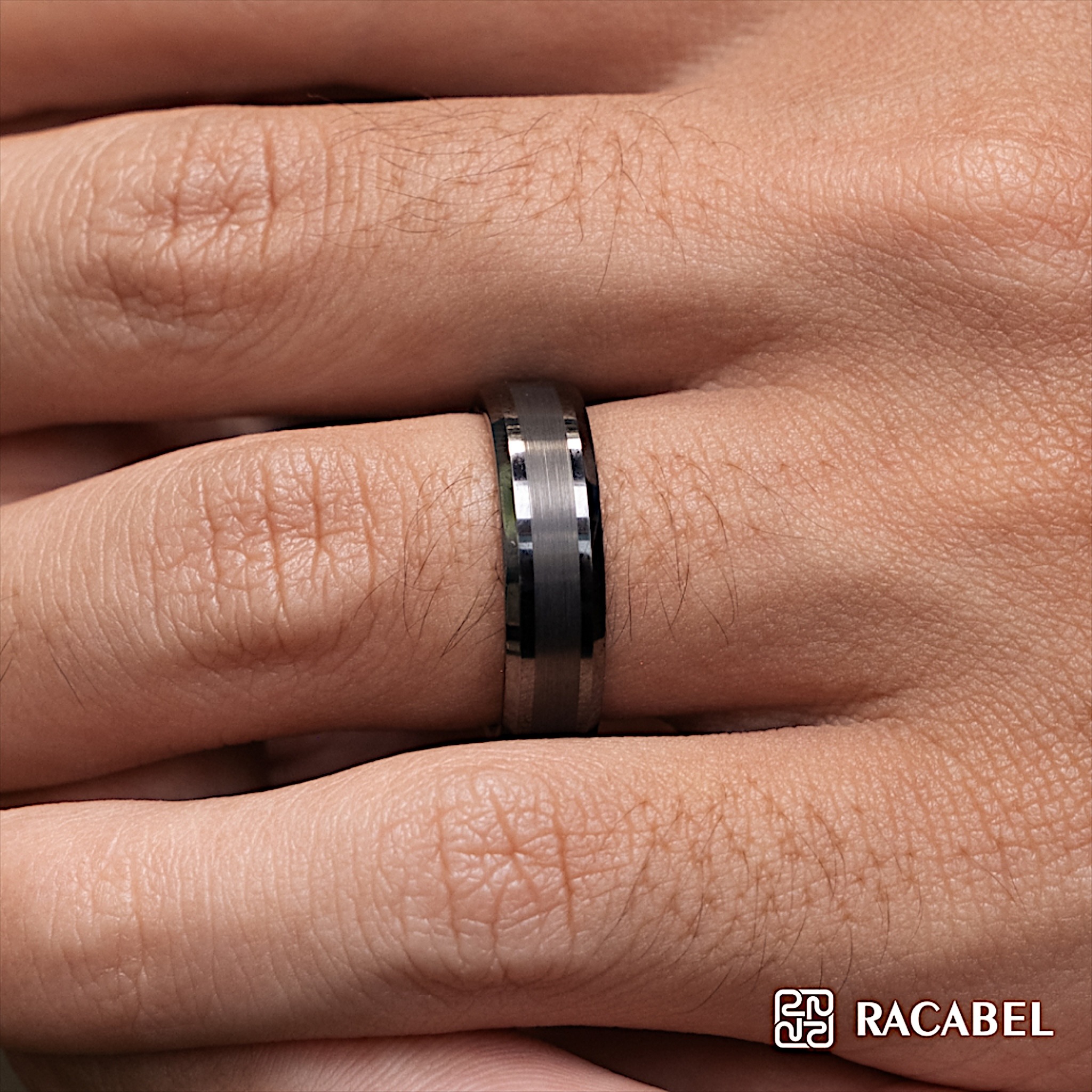 Racabel Vulken Black Ring - Cincin Tungsten Pria Hitam Anti Karat