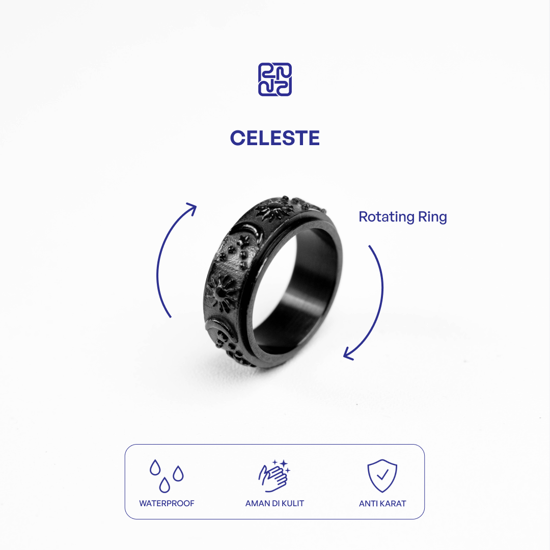 Racabel Celeste Anxiety Ring Black
