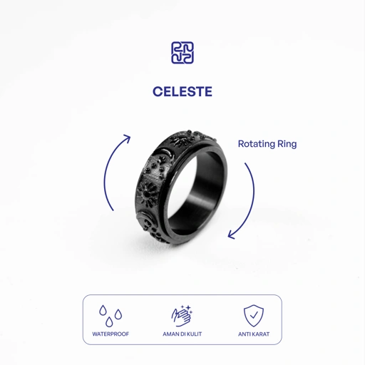 Racabel Celeste Anxiety Ring Black