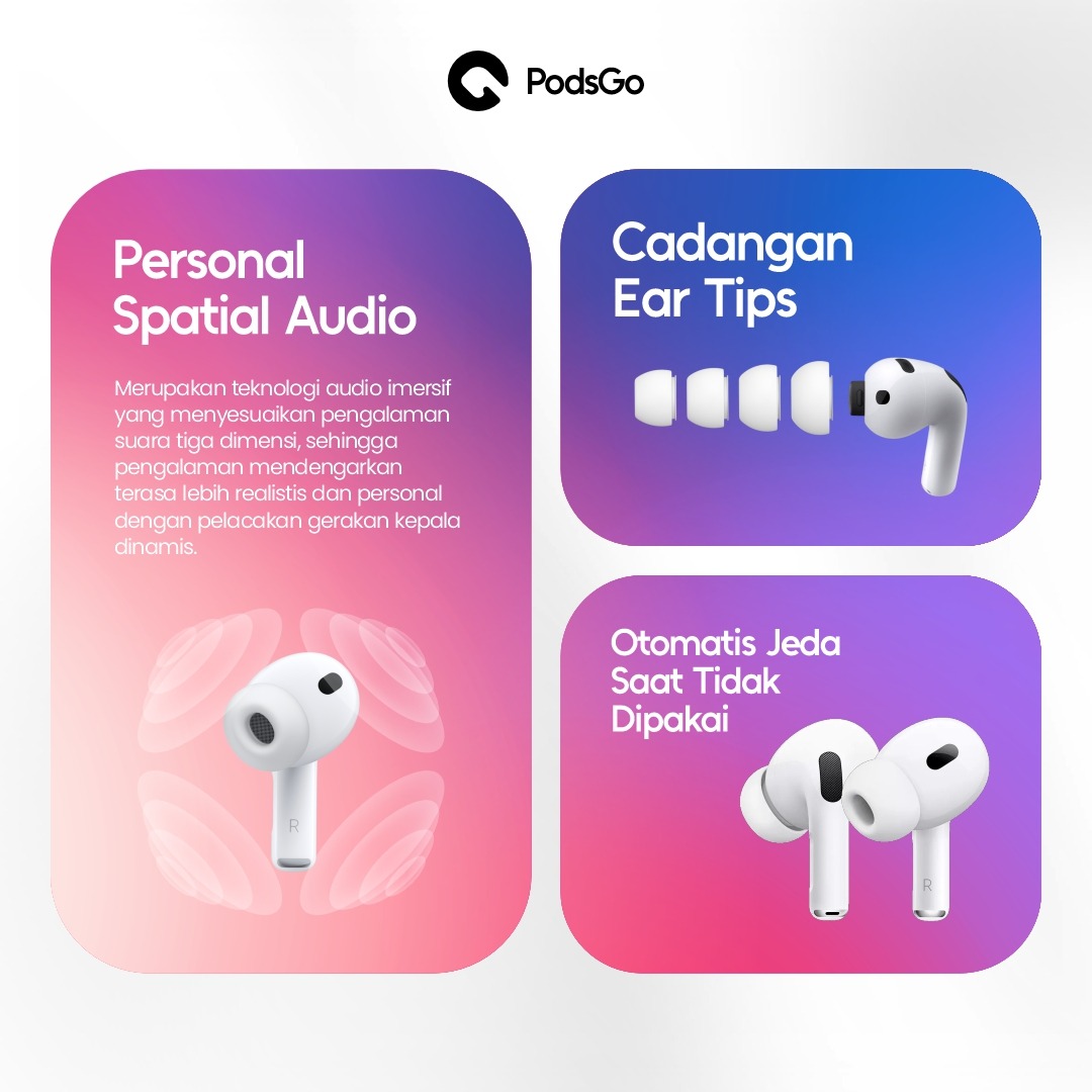 PodsGo Gen Pro 3 ANC TWS Bluetooth Earbuds H2 Chip Wireless Charging Earphone IMEI Terdaftar 9D Hifi Stereo Headphone by PodsGo.ID