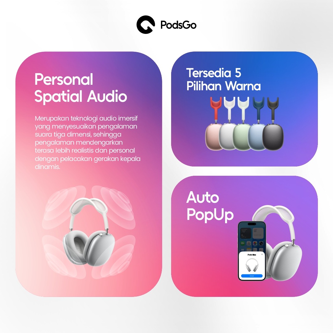 PodsGo Pods Max ANC Wireless Bluetooth Earphone Headphone With Pop Up Animation Cushions Magnet