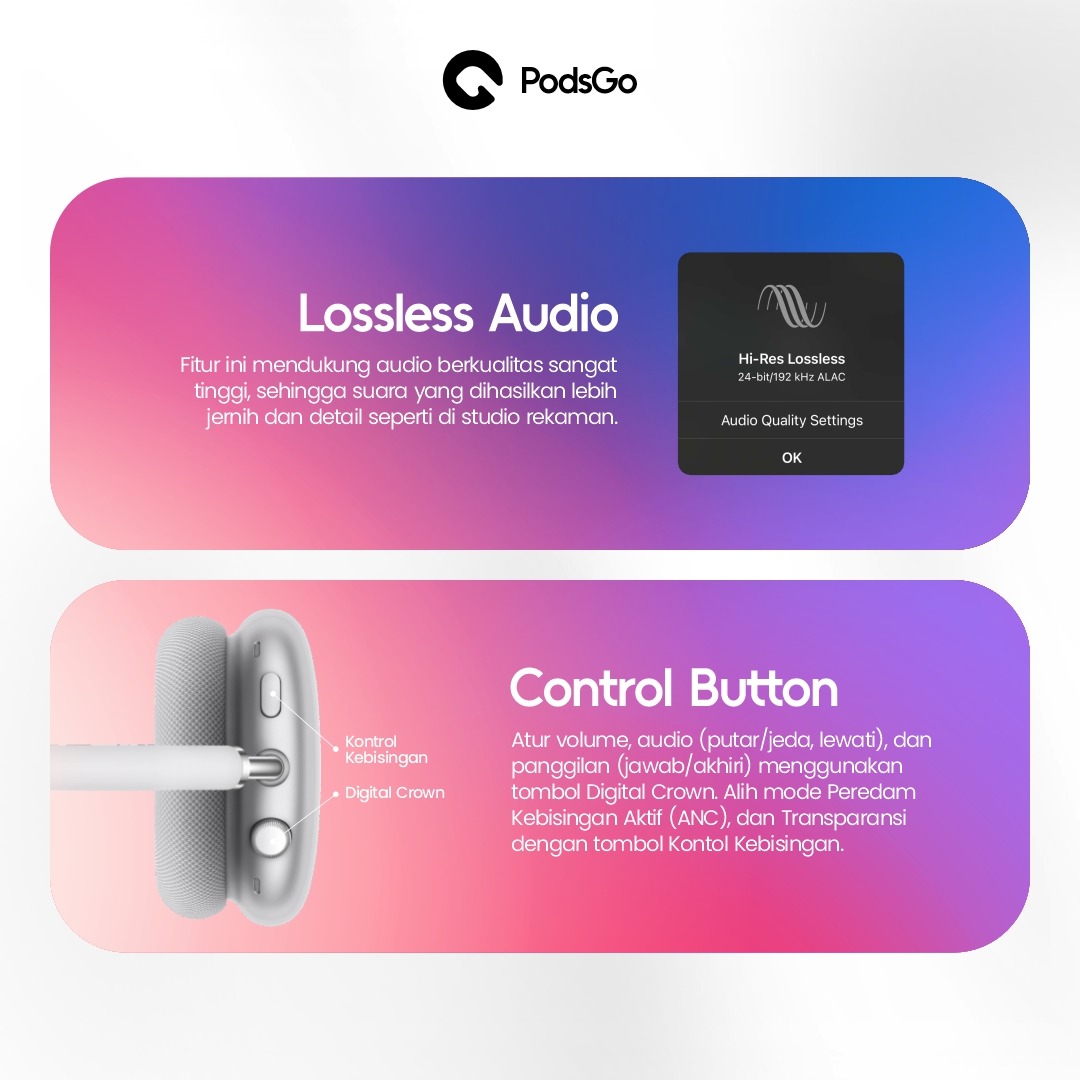 PodsGo Pods Max ANC Wireless Bluetooth Earphone Headphone With Pop Up Animation Cushions Magnet