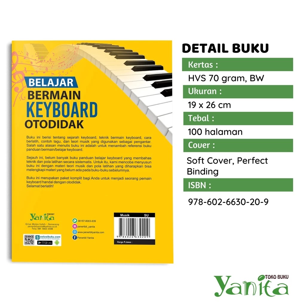 Yanita Buku Belajar Bermain Keyboard Otodidak