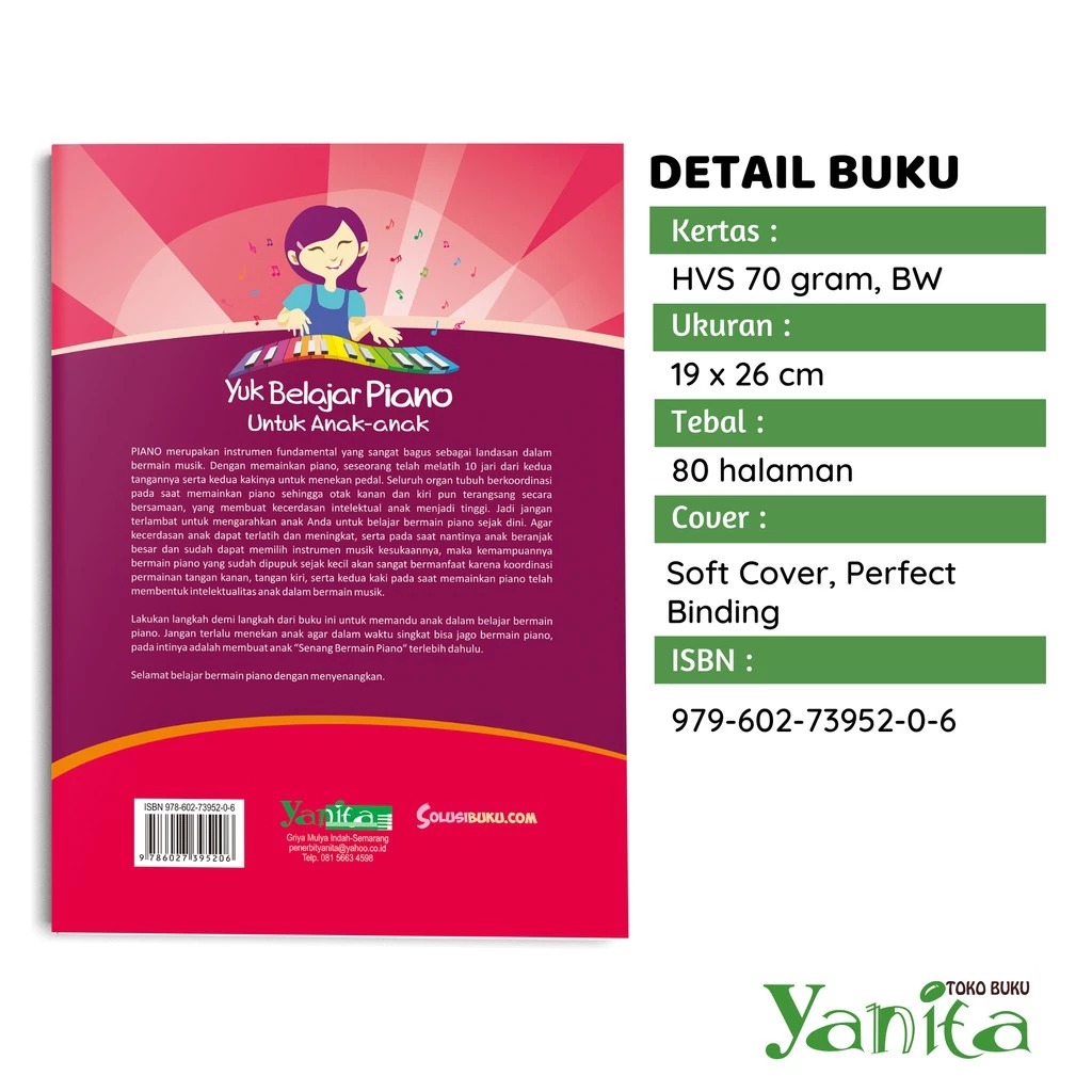 Yanita Buku Yuk Belajar Piano Untuk Anak