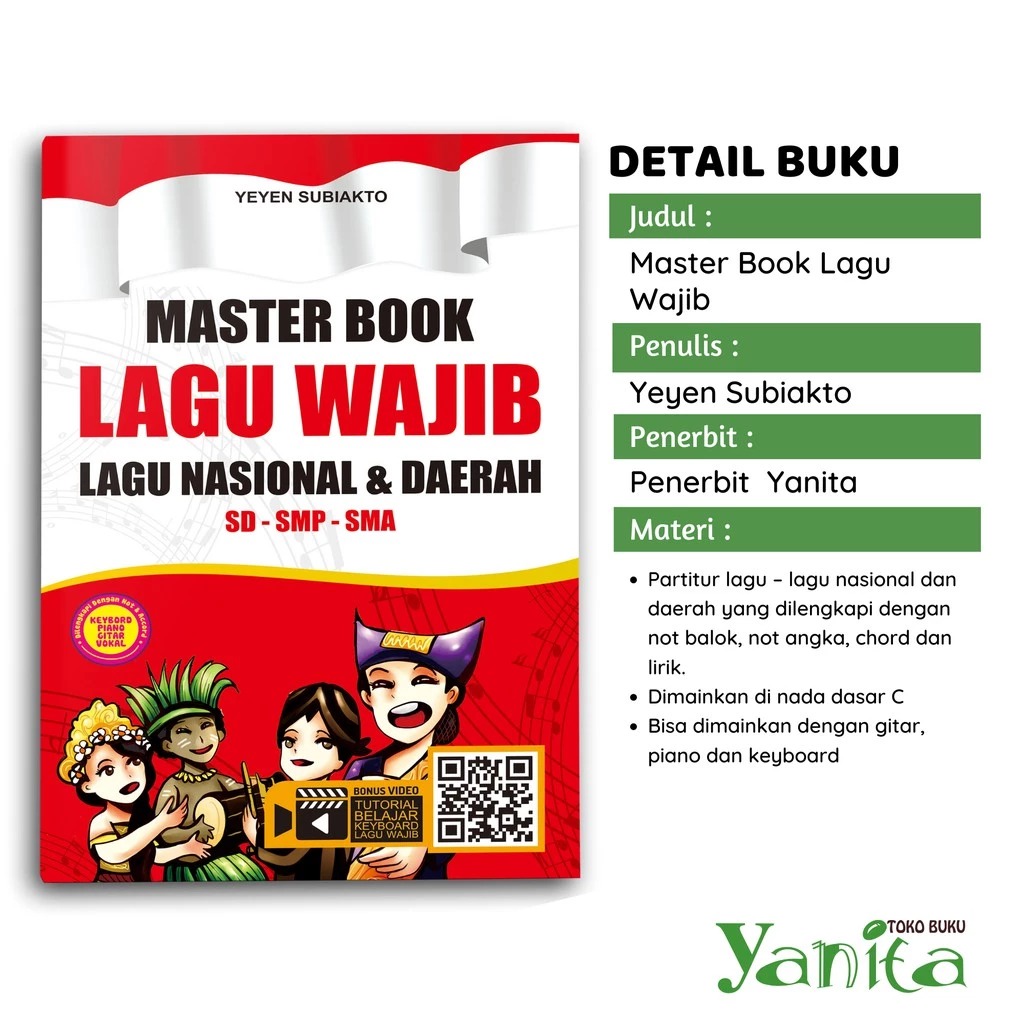 Yanita Buku Musik Master Book Lagu Wajib Lagu Nasional & Daerah SD – SMP – SMA