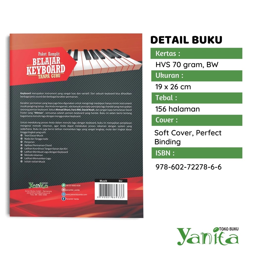 Yanita Buku Paket Komplit Belajar Keyboard Tanpa Guru
