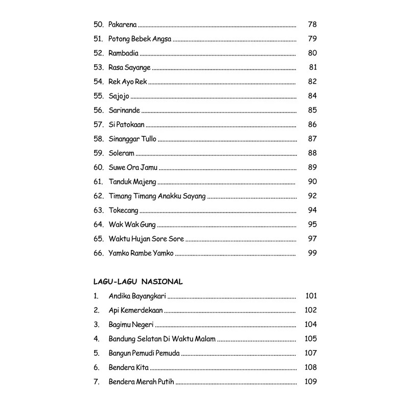 Yanita Buku Musik Master Book Lagu Wajib Lagu Nasional & Daerah SD – SMP – SMA