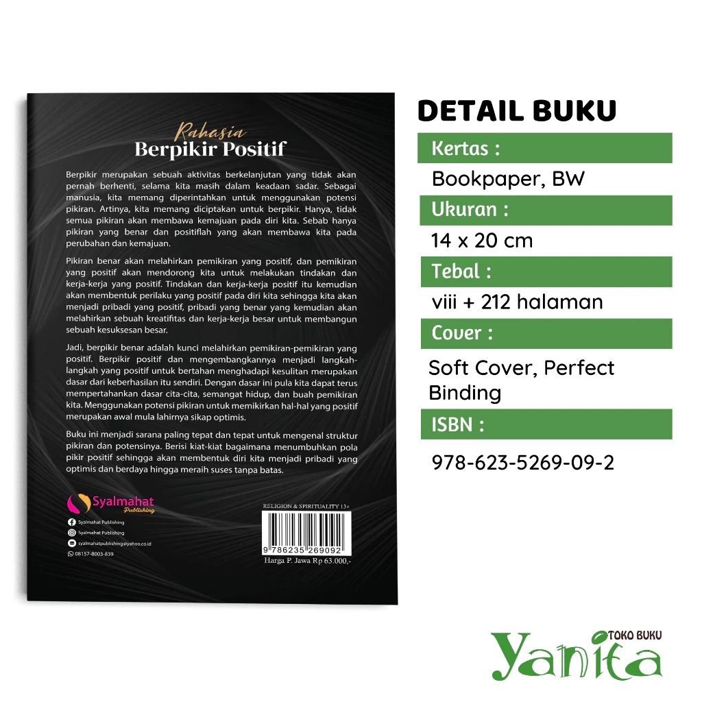 Syalmahat Publishing Buku Islami Motivasi Islam Rahasia Berpikir Positif Hijrah Untuk Muslim dan Muslimah