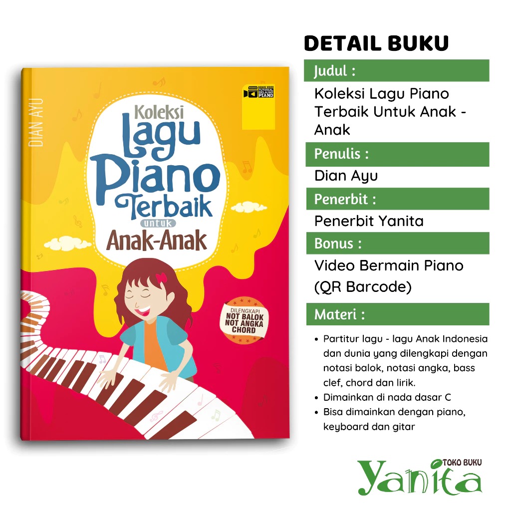 Yanita Buku Musik Koleksi Lagu Piano Terbaik Untuk Anak - Anak