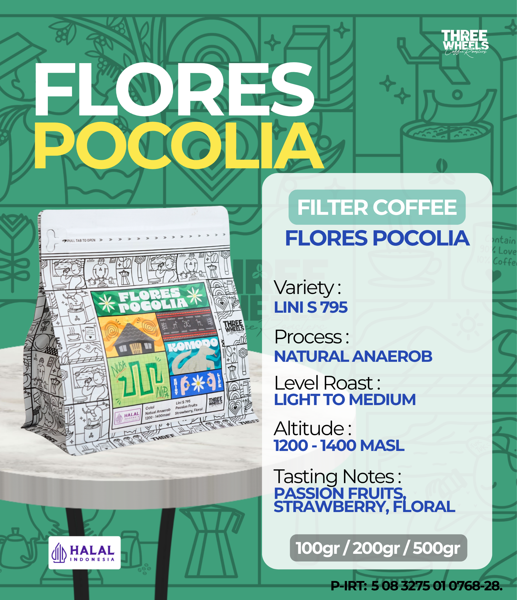 Biji Kopi Arabika Flores Colol Natural Anaerob