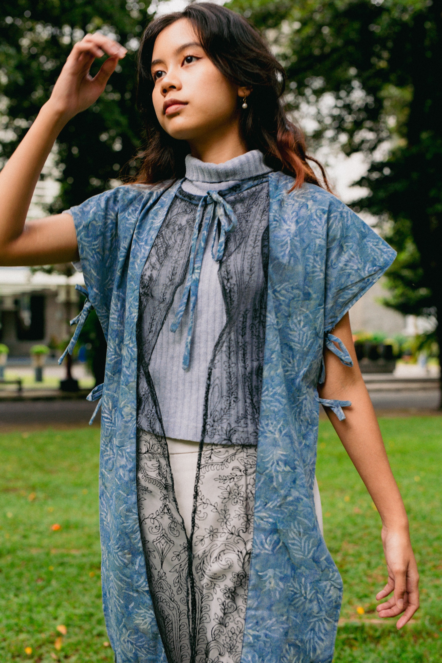 CANDRAMAYA Women's Batik Outer with Lace Detail