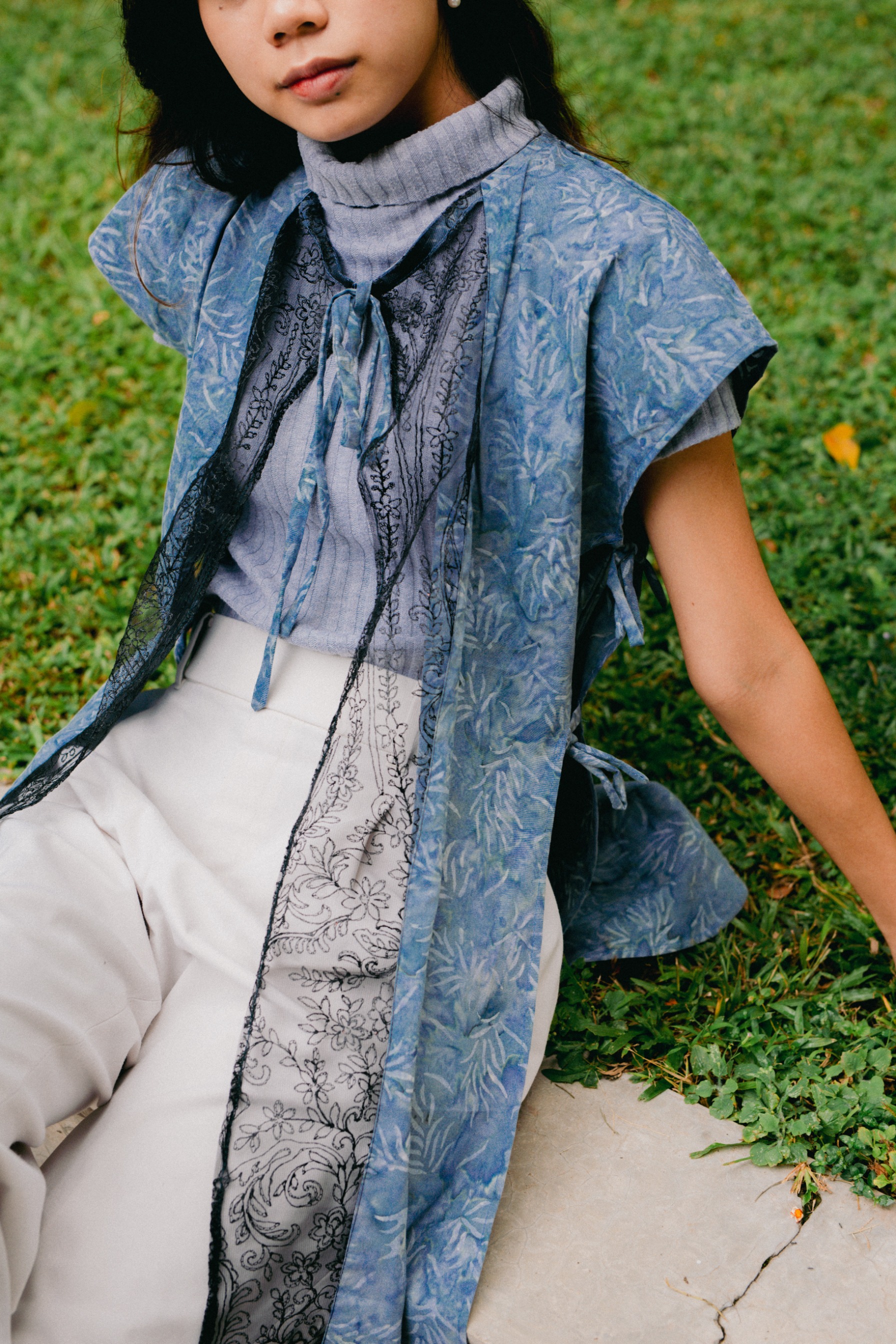 CANDRAMAYA Women's Batik Outer with Lace Detail