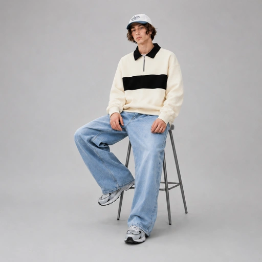 Heritage Contrast Quarter Zip — Ivory Black