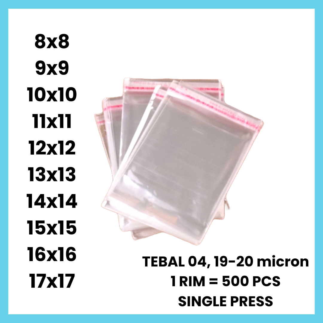 500 PCS | 1 RIM Plastik OPP 04 20 Micron 8x8 9x9 10x10 11x11 12x12 13x13 14x14 15x15 16x16 17x17 | Roti Kue