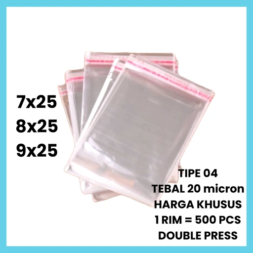500 PCS | 1 Rim Plastik OPP 04 Seal 20 Micron 7x25 8x25 9x25