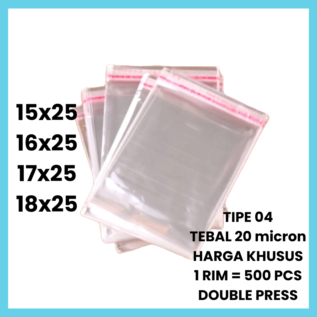 500 PCS | 1 Rim Plastik OPP 04 Seal 20 Micron Kerudung Krudung Scarf Hijab 15x25 16x25 17x25 18x25