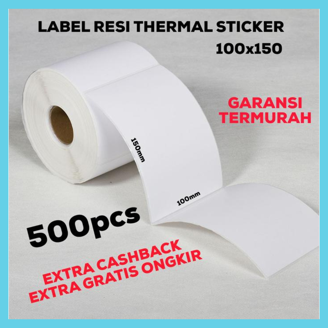 Label Thermal 1 Roll Isi 500 PCS 100x150 mm / 100x150mm A6 Kertas Resi 500 Lembar Stiker Premium