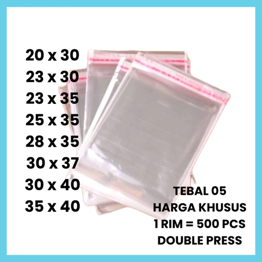 500 PCS | 1 RIM Plastik OPP Tebal 05 20x30 23x30 23x35 25x35 28x35 30x37 30x40 35x40 | 20 x 30 | 23 x 30 | 23 x 35 | 25 x 35 | 28 x 35 | 30 x 37 | 30 x 40 | 35 x 40