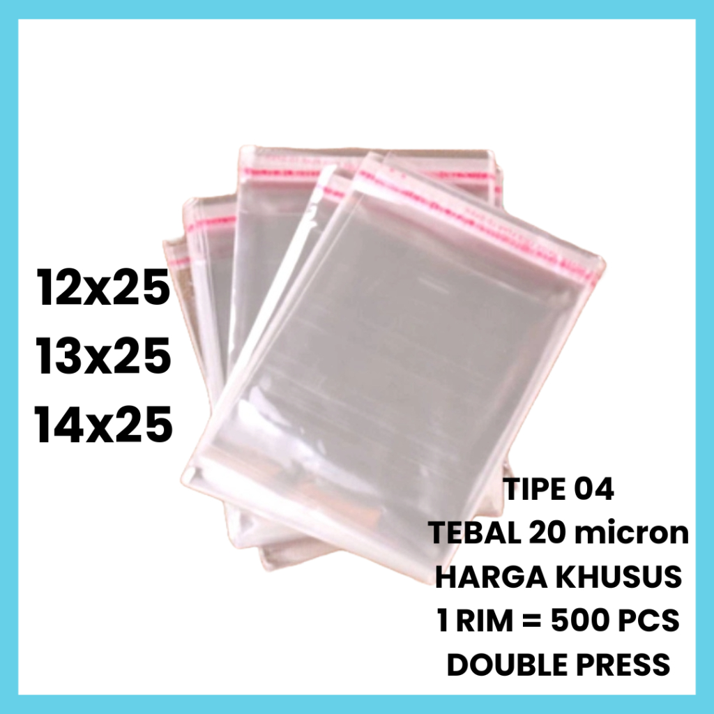 500 PCS | 1 Rim Plastik OPP 04 Seal 20 Micron Scarf Kerudung Undangan 12x25 13x25 14x25