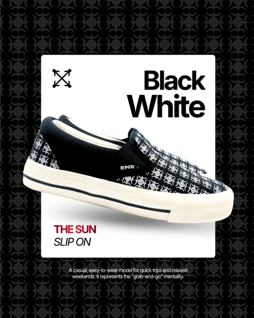 ENE Footwear - Slip-on "THE SUN" Black White