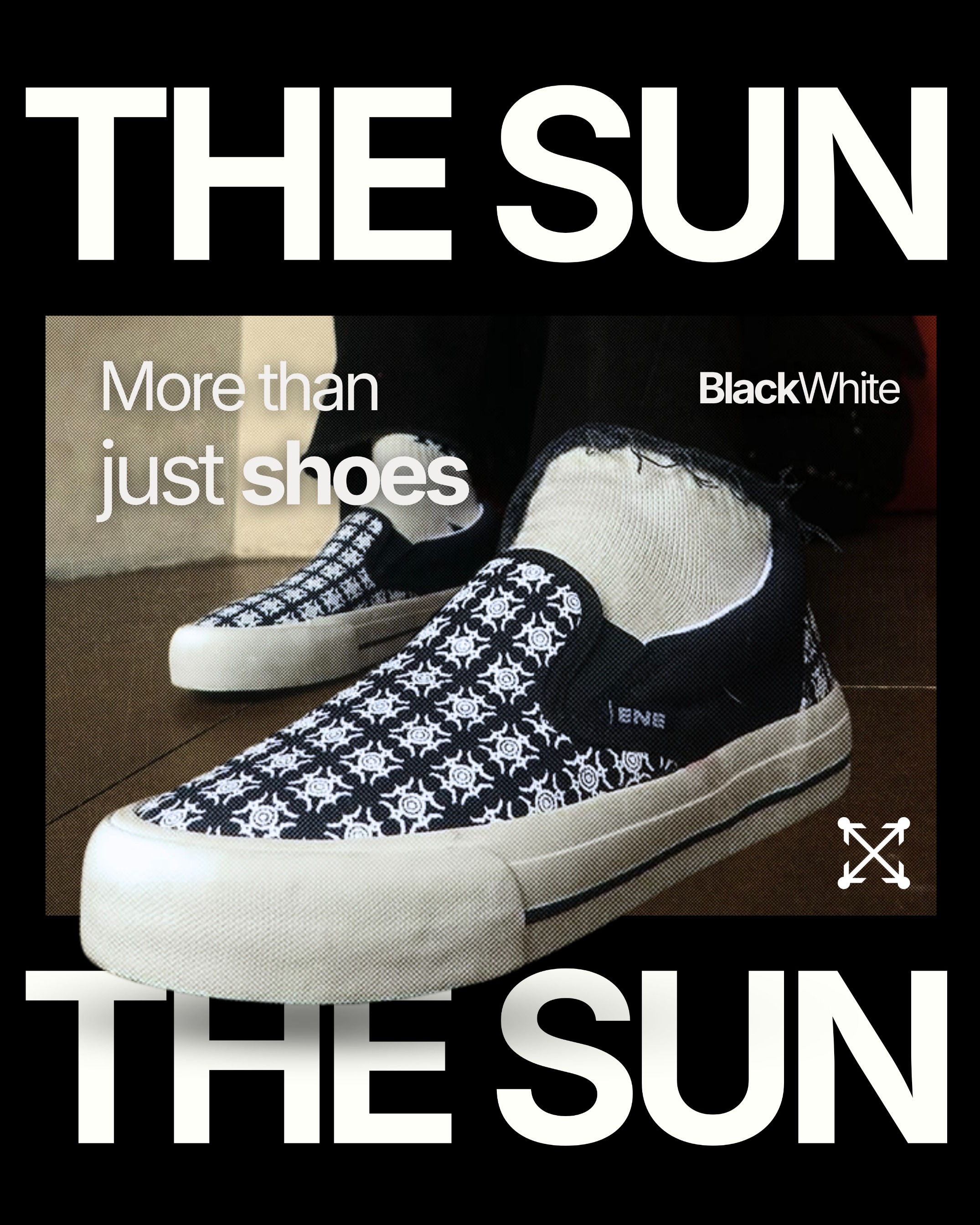 ENE Footwear - Slip-on "THE SUN" Black White