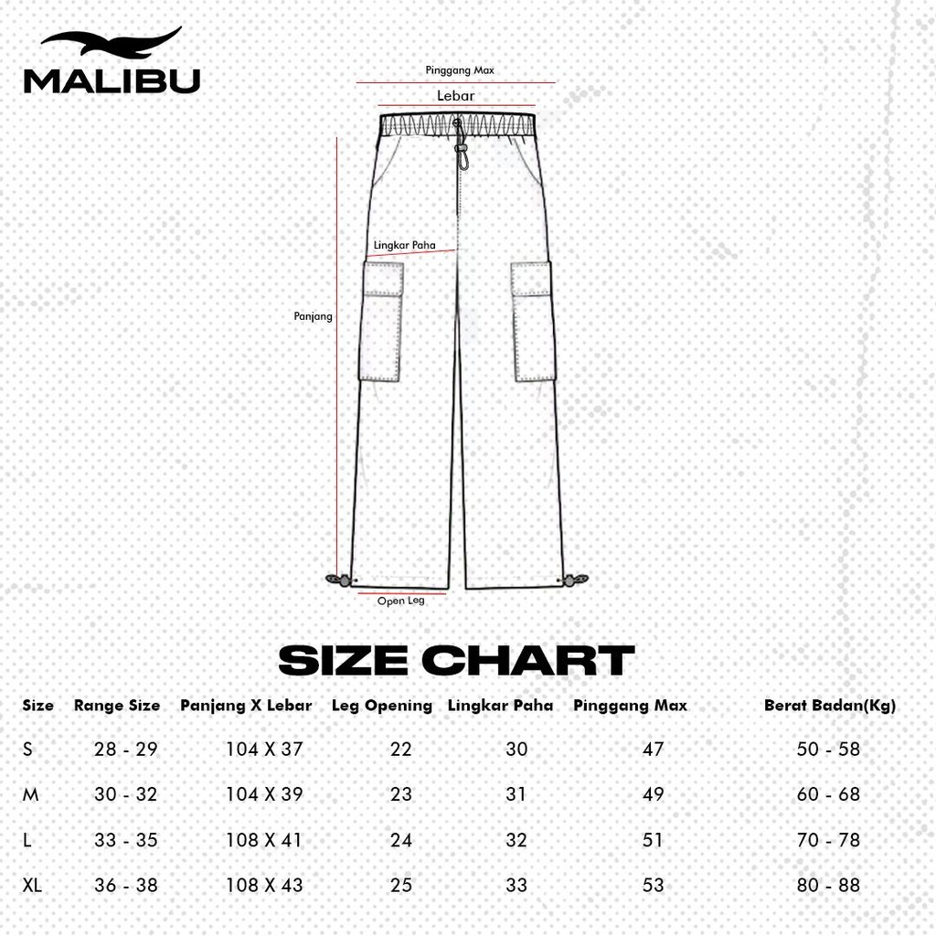 Malibu Celana Panjang Cargo Parachute Loose Pants