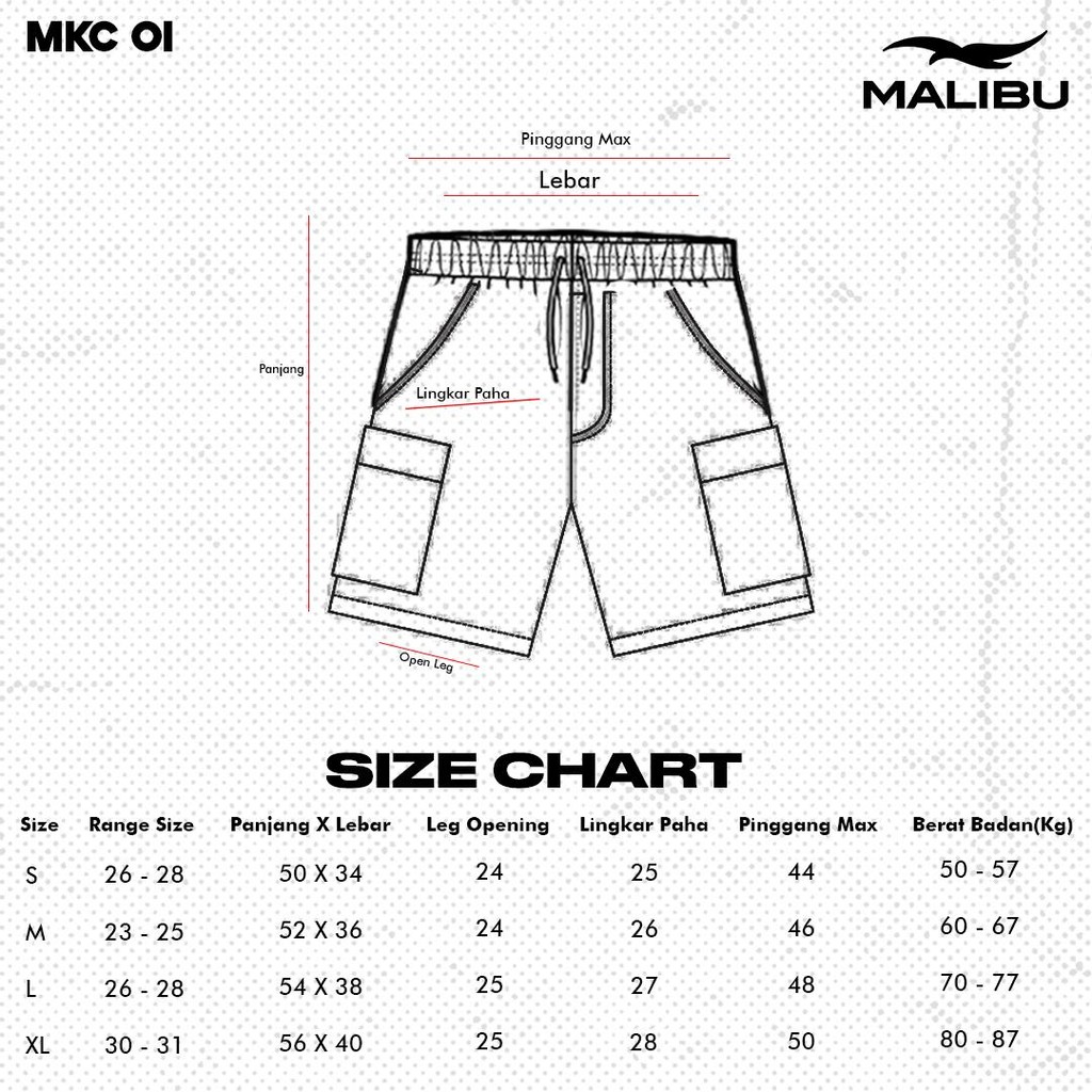 Malibu Cargo Shorts Pants Relaxed Fit Pendek Nyaman- Seri 2