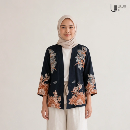 Outer Haori / Outer Kebaya/ Batik Modern Wanita HUTAN - Batik Tulis Warna Alami | Ulur Wiji