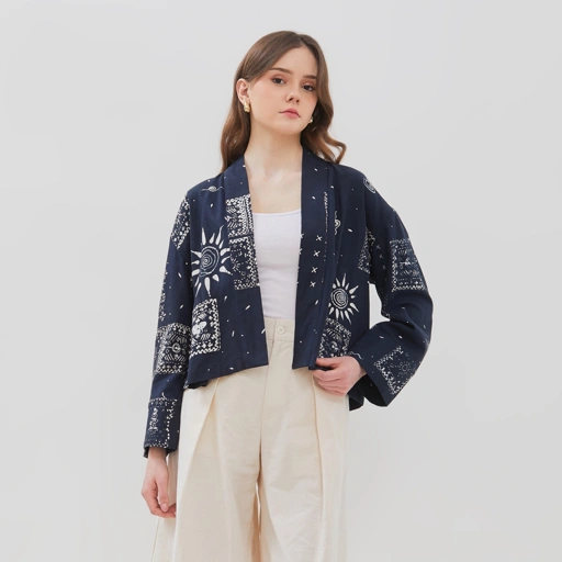 Outer Haori Wanita Batik METAMORF - Batik Tulis Warna Alami | Ulur Wiji