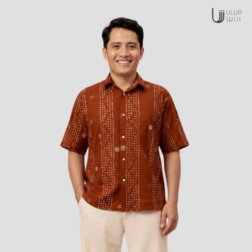 Kemeja Pria Batik Modern TANDUR - Bati Tulis Warna Alami | Ulur Wiji - Navy