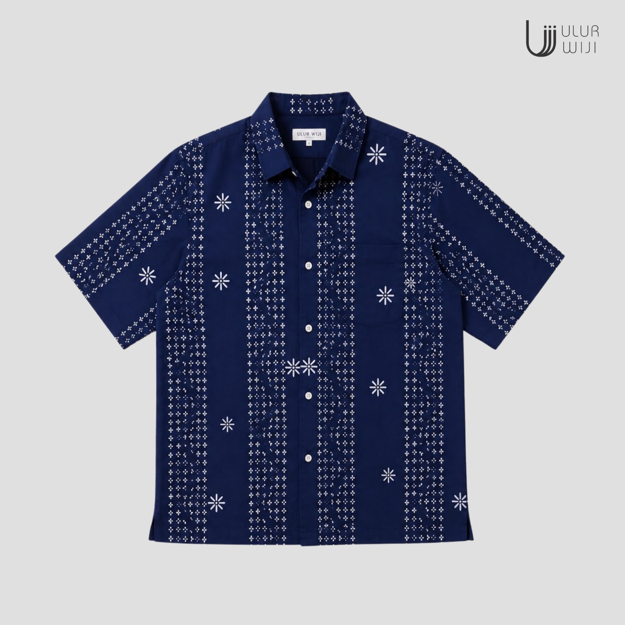 Kemeja Pria Batik Modern TANDUR - Bati Tulis Warna Alami | Ulur Wiji - Navy