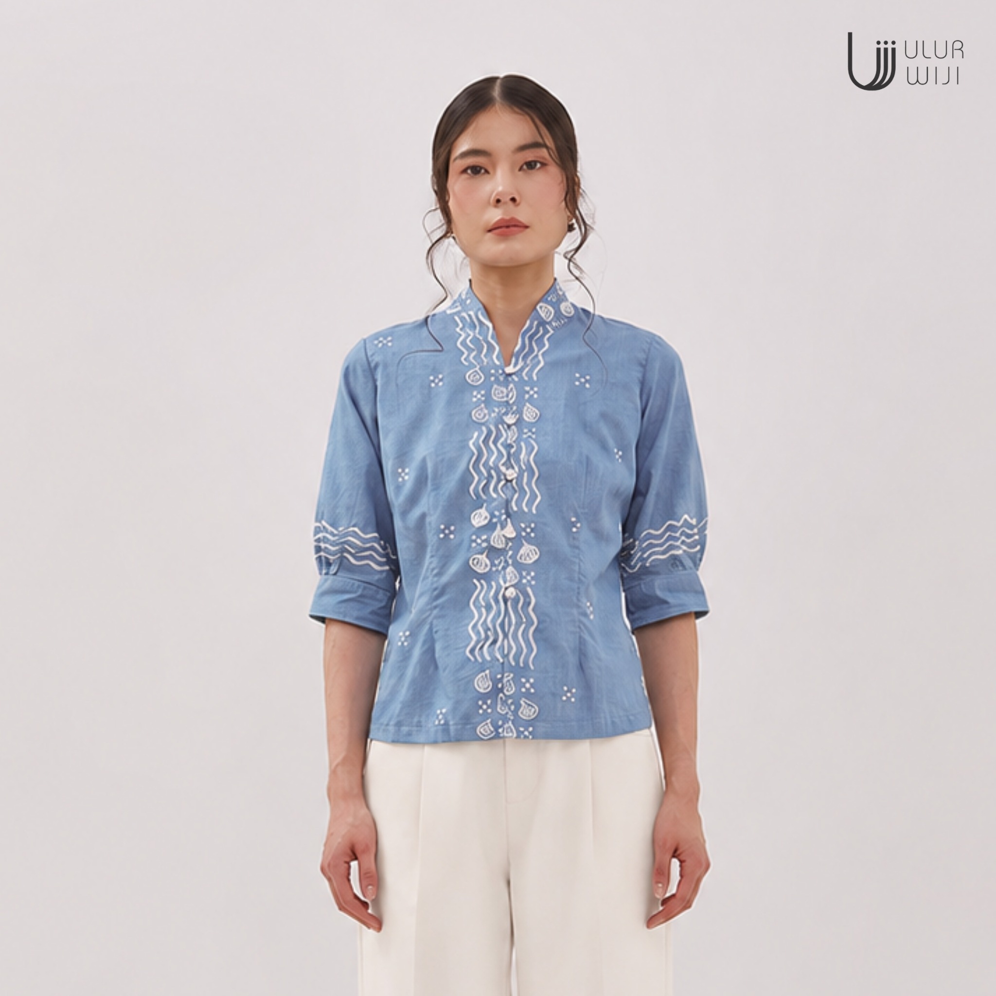 Kebaya Blouse Batik Modern Wanita Lengan Lipit BAWANG - Batik Tulis Warna Alami | Ulur Wiji