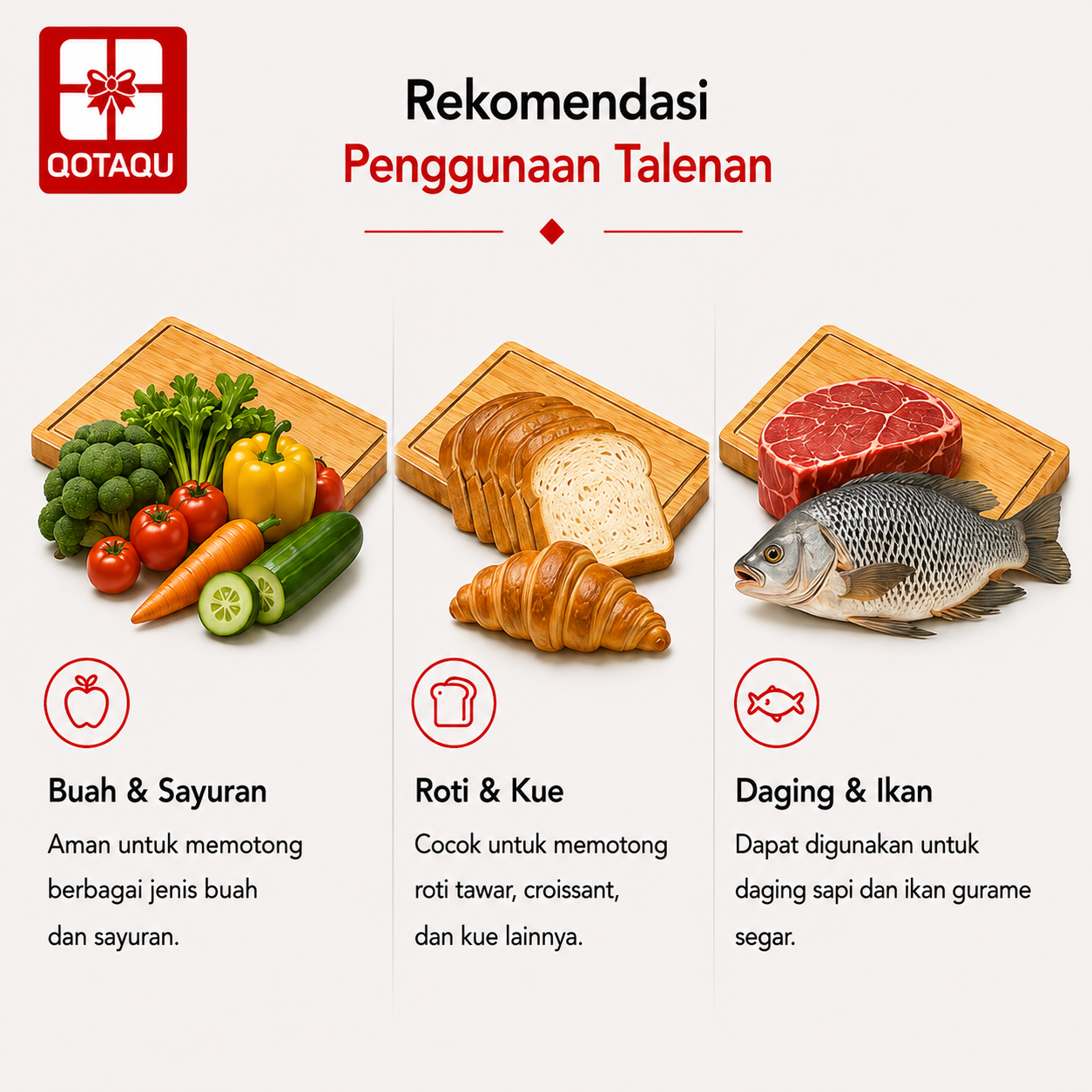 QOTAQU Talenan Kayu Mahoni Food Grade 30x19x1,6 cm | Anti Jamur, Tebal, Awet, Aman untuk Makanan