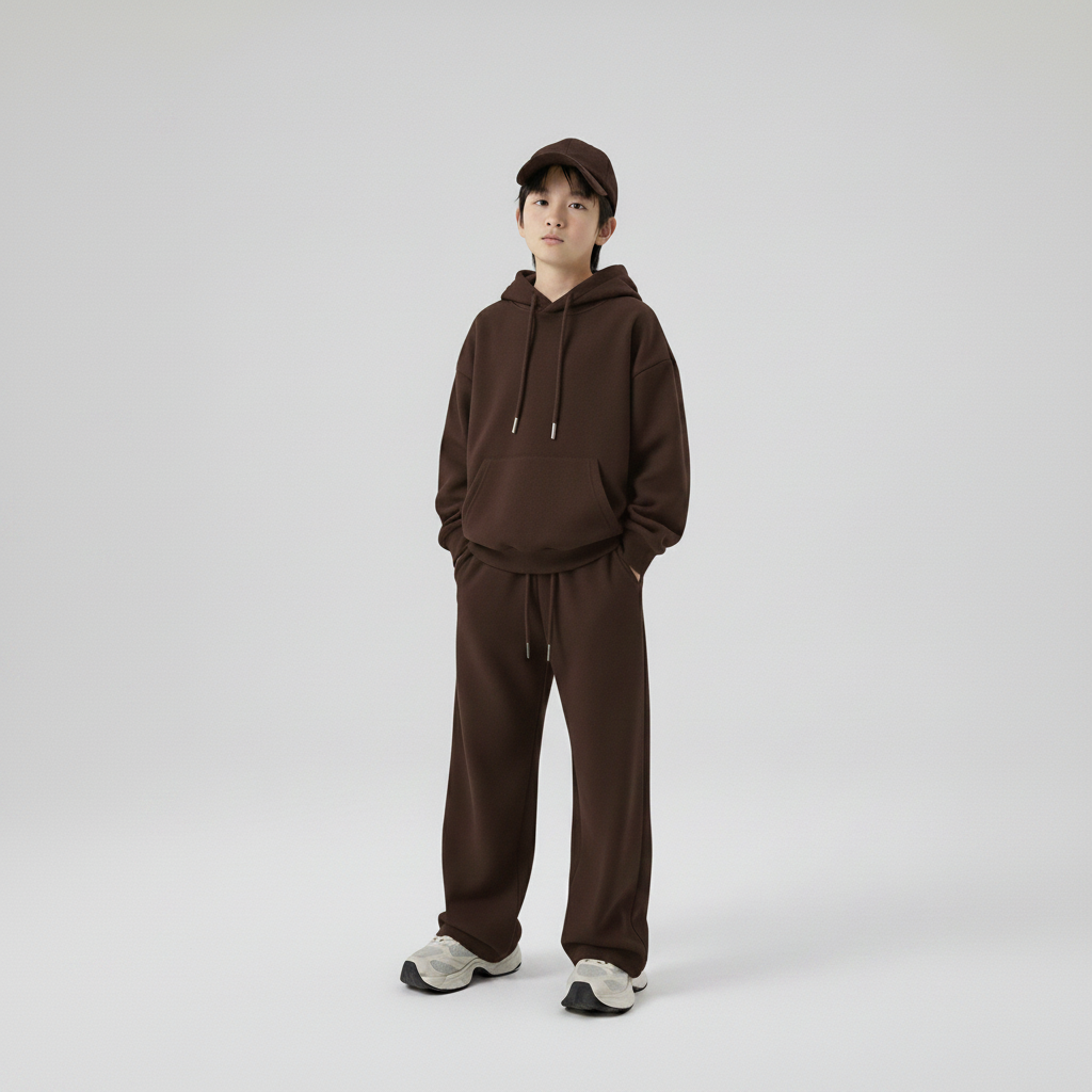 Celana Sweatpants Loose Baggy Anak Fleece Coklat Kopi