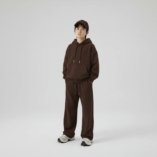 Celana Sweatpants Loose Baggy Anak Fleece Coklat Kopi