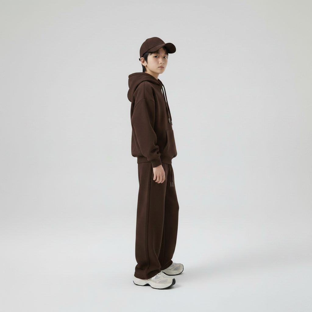 Celana Sweatpants Loose Baggy Anak Fleece Coklat Kopi