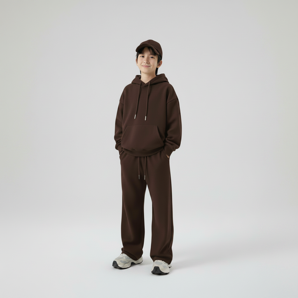 Celana Sweatpants Loose Baggy Anak Fleece Coklat Kopi